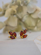 Tri Leaf Stud Earrings — Select Your Gemstone