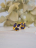 Tri Leaf Stud Earrings — Select Your Gemstone