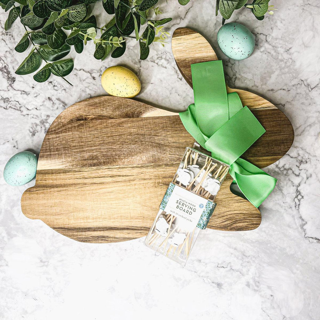 Bunny Acacia Wood Cutting Board + Bunny Toothpick Set