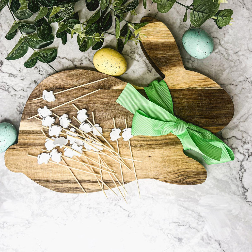 Bunny Acacia Wood Cutting Board + Bunny Toothpick Set