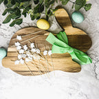 Bunny Acacia Wood Cutting Board + Bunny Toothpick Set