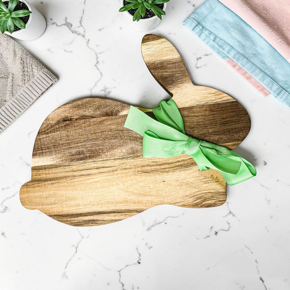 Bunny Acacia Wood Cutting Board + Bunny Toothpick Set