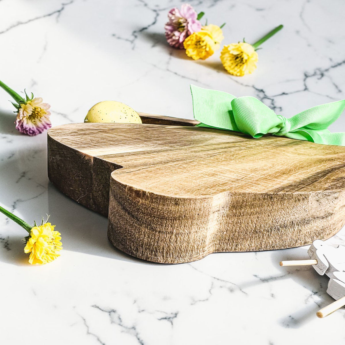 Bunny Acacia Wood Cutting Board + Bunny Toothpick Set