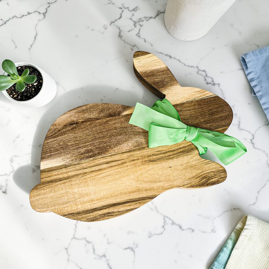 Bunny Acacia Wood Cutting Board + Bunny Toothpick Set