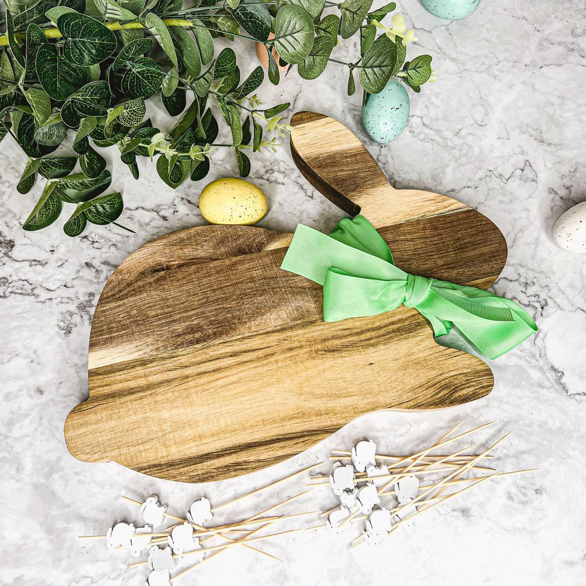 Bunny Acacia Wood Cutting Board + Bunny Toothpick Set