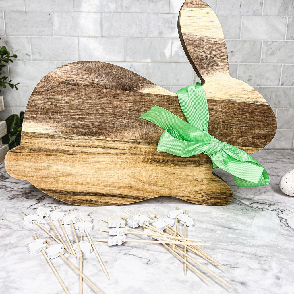 Bunny Acacia Wood Cutting Board + Bunny Toothpick Set