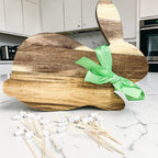 Bunny Acacia Wood Cutting Board + Bunny Toothpick Set