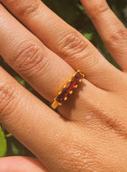 Garnet Squares Gemstone Ring — Select Your Size