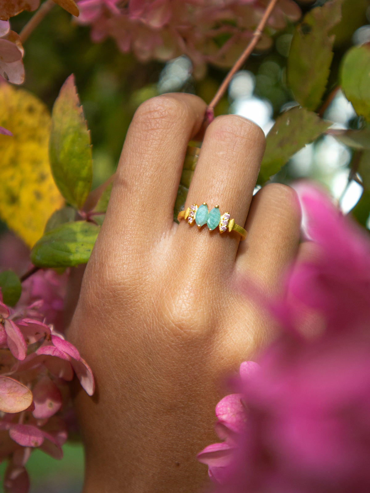 Bitty Leaf Ring — Select Your Gemstone & Size