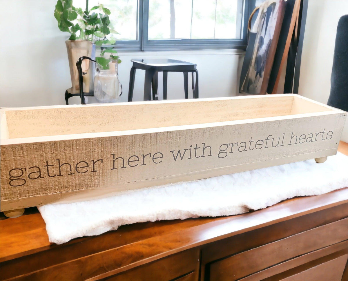 Handmade "Gather Here With Grateful Hearts" Long Box Tray