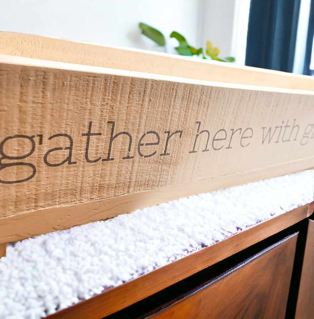 Handmade "Gather Here With Grateful Hearts" Long Box Tray