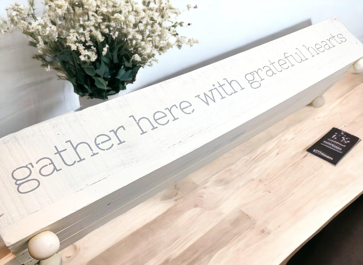 Handmade "Gather Here With Grateful Hearts" Long Box Tray