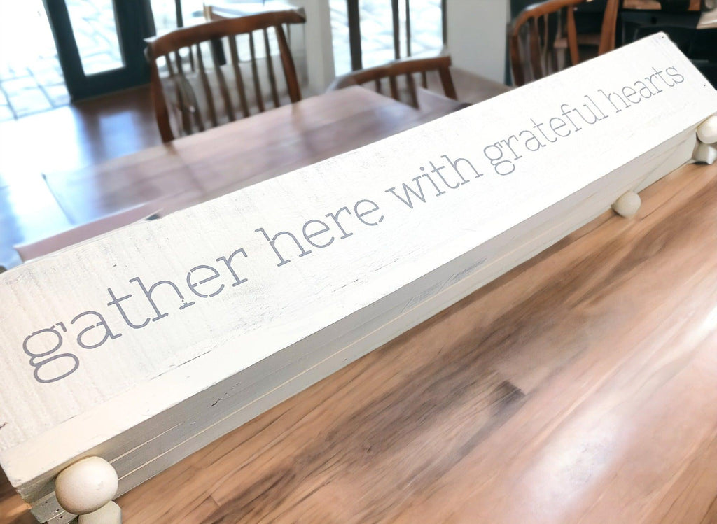 Handmade "Gather Here With Grateful Hearts" Long Box Tray