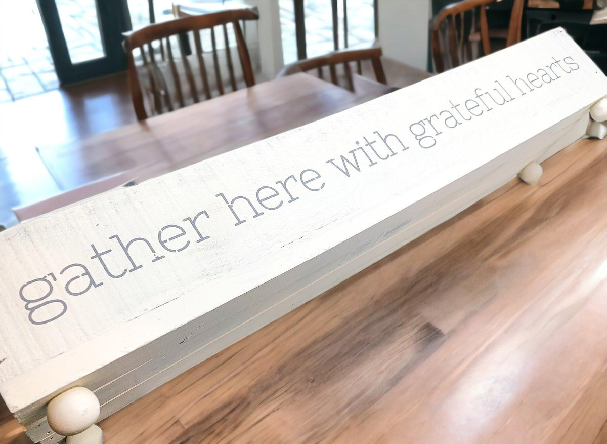 Handmade "Gather Here With Grateful Hearts" Long Box Tray