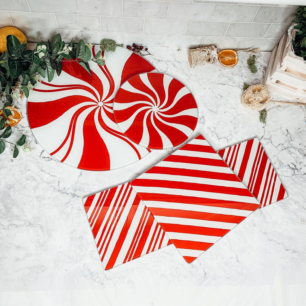Glass Candy Cane Serving Dishes — Select Your Size and Shape