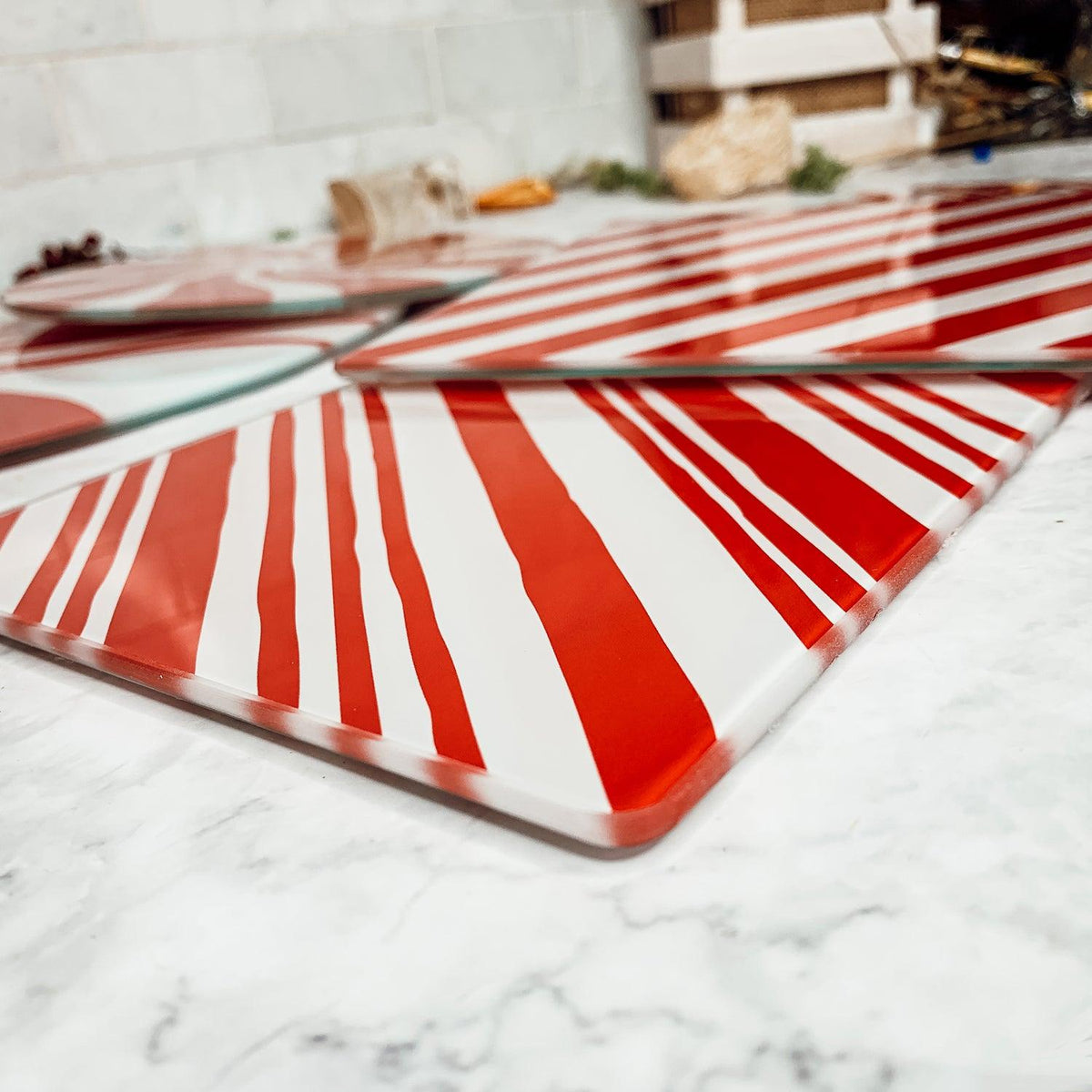 Glass Candy Cane Serving Dishes — Select Your Size and Shape
