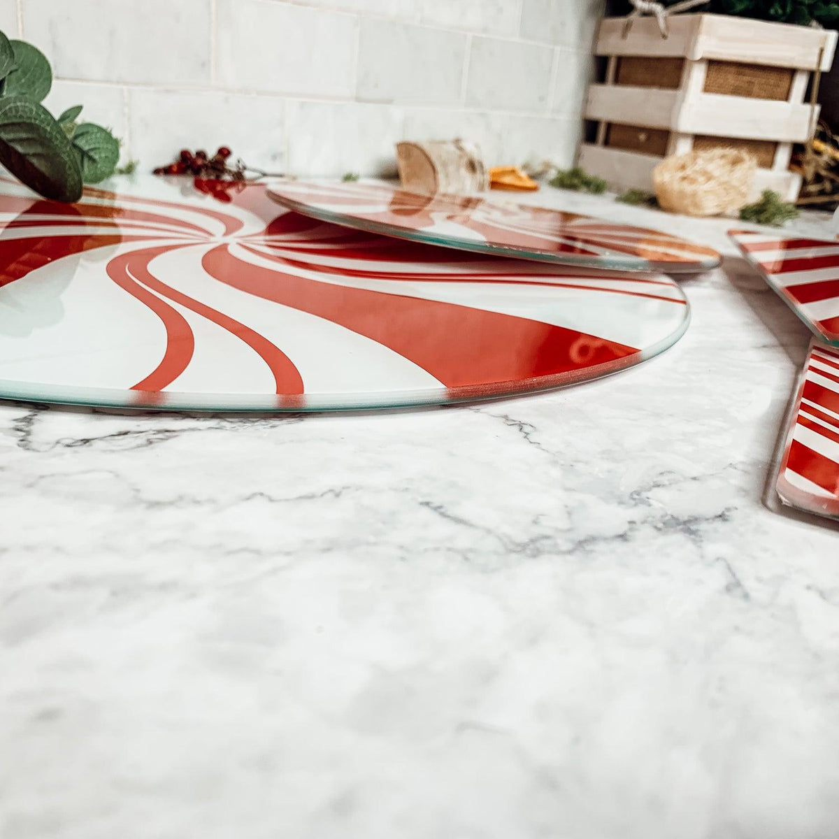 Glass Candy Cane Serving Dishes — Select Your Size and Shape