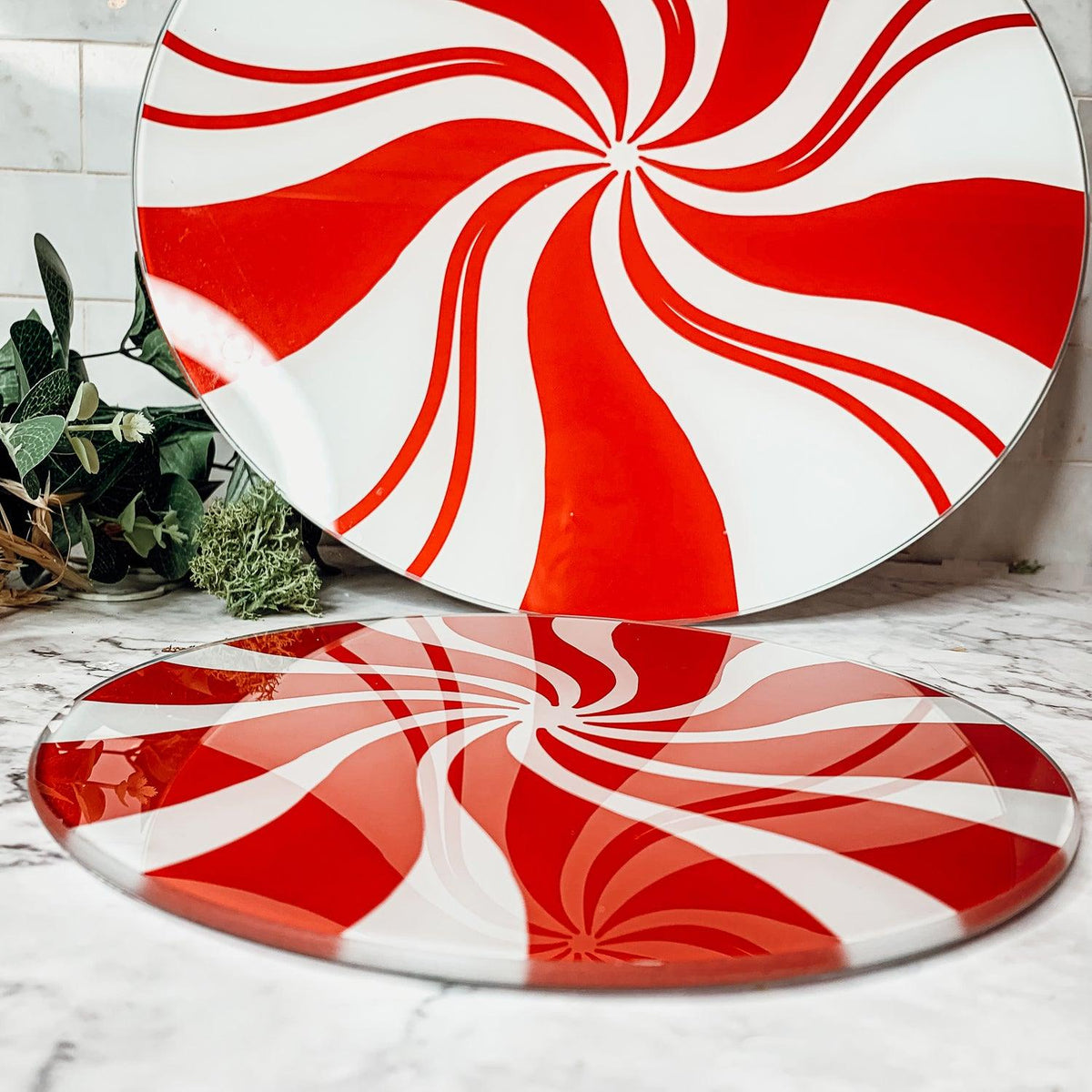 Glass Candy Cane Serving Dishes — Select Your Size and Shape