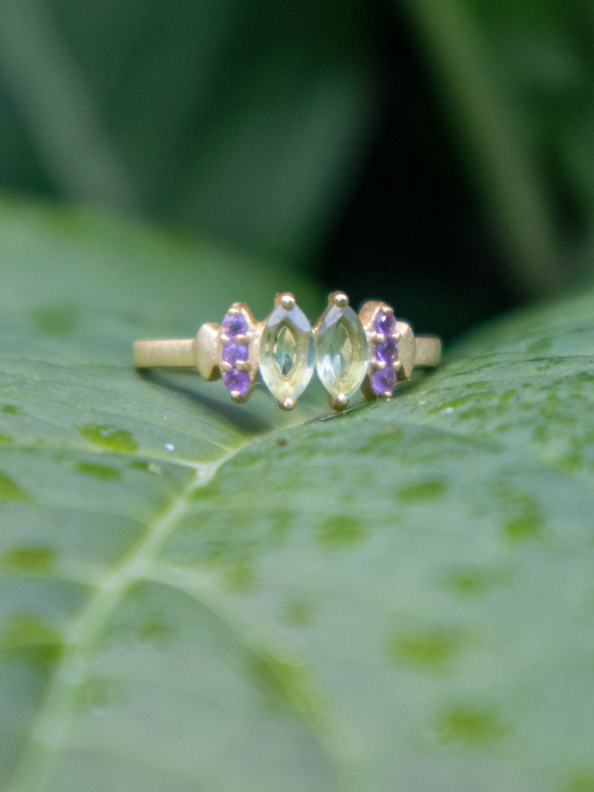 Bitty Leaf Ring — Select Your Gemstone & Size