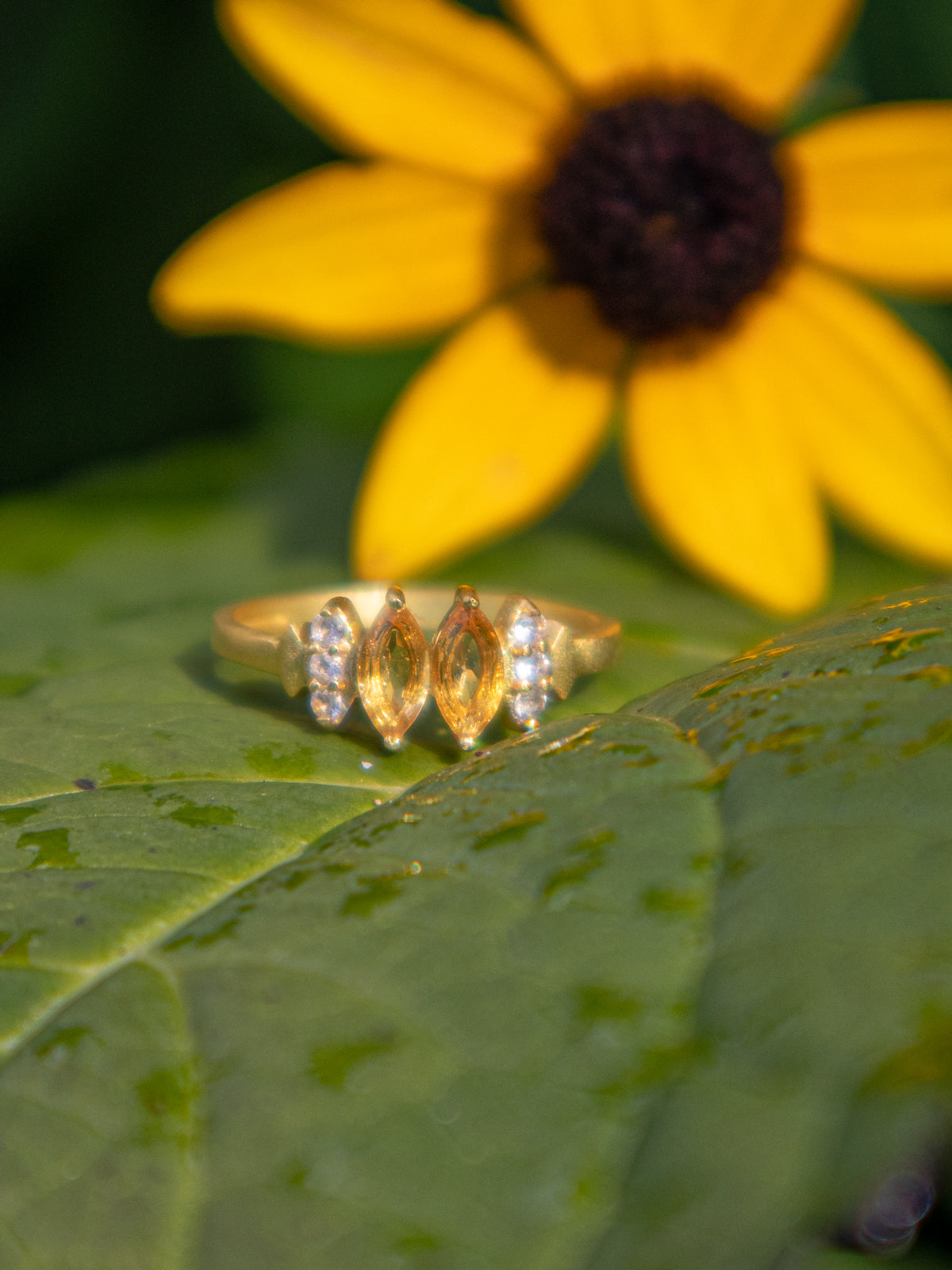 Bitty Leaf Ring — Select Your Gemstone & Size