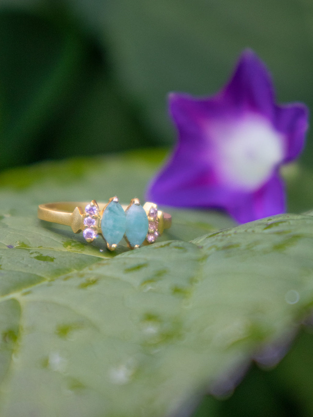 Bitty Leaf Ring — Select Your Gemstone & Size