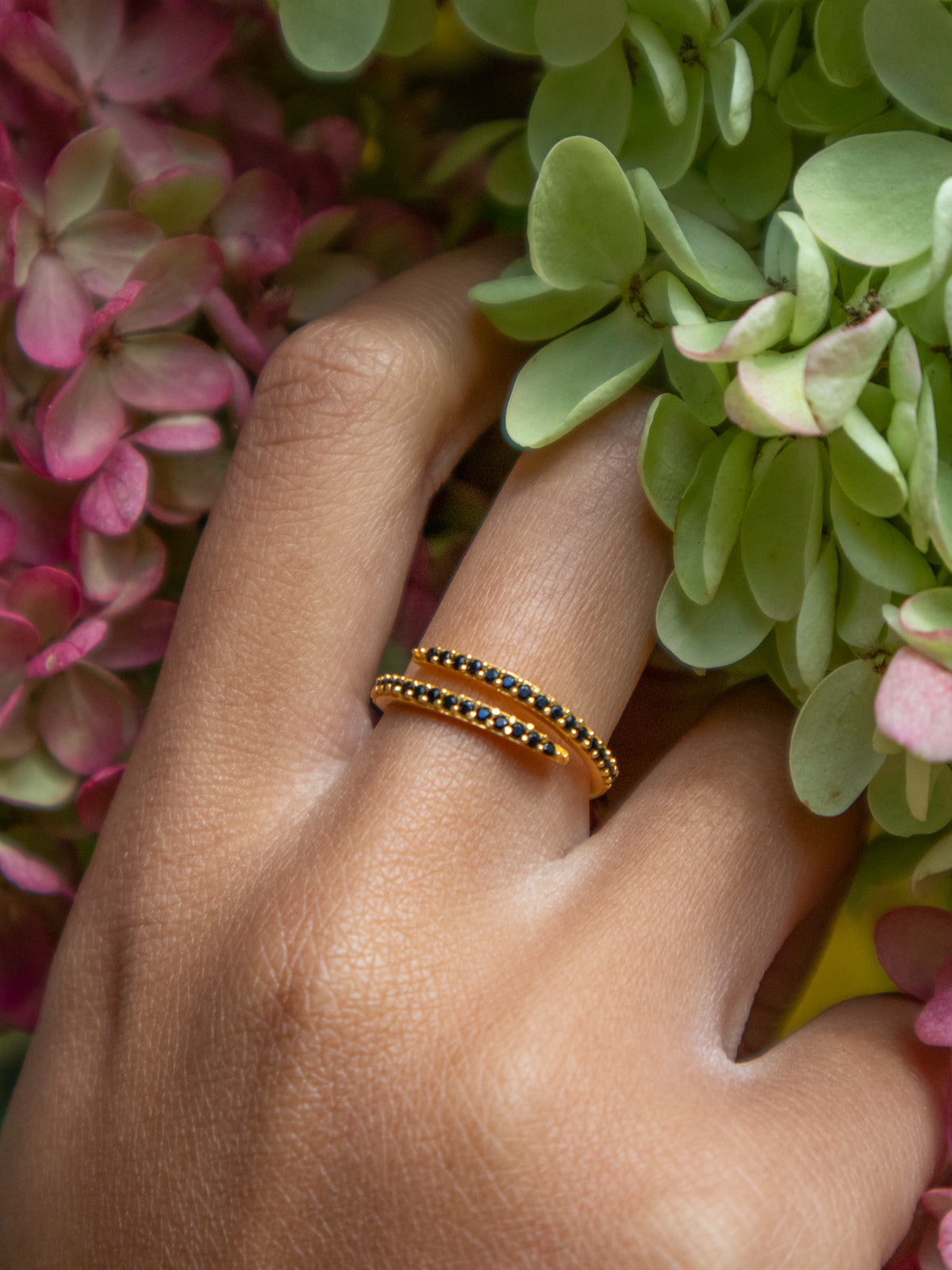 Serpentine Wrap Ring - Gold — Select Your Gemstone & Siuze