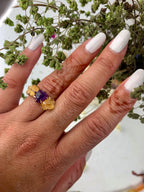 Citrine/Amethyst Cluster Ring - Gold — Select Your Size