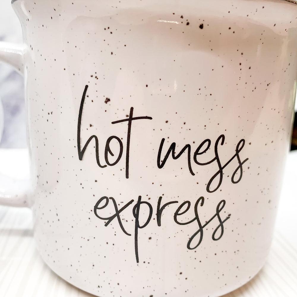 Limited Edition "Hot Mess Express" Black Rim Campfire Style Mug