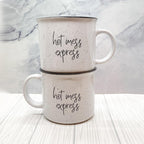 Limited Edition "Hot Mess Express" Black Rim Campfire Style Mug