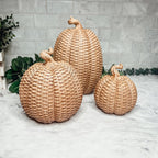 Handcrafted Resin Basket Weave Pumpkins — Select Your Color & Size