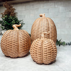 Handcrafted Resin Basket Weave Pumpkins — Select Your Color & Size