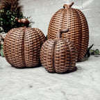 Handcrafted Resin Basket Weave Pumpkins — Select Your Color & Size