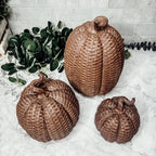Handcrafted Resin Basket Weave Pumpkins — Select Your Color & Size