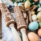 Easter + Spring Wooden Embossed Rolling Pin & Cookie Cutter Set  — Select Your Style & Size