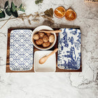 Chinoiserie Porcelain/Acacia Wood/Bamboo Tapas Serving Set
