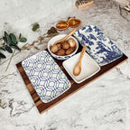 Chinoiserie Porcelain/Acacia Wood/Bamboo Tapas Serving Set