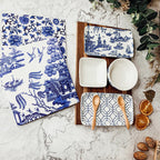 Chinoiserie Porcelain/Acacia Wood/Bamboo Tapas Serving Set