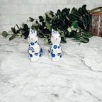 Hand Painted Blue Bunny Salt & Pepper Shakers