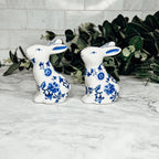 Hand Painted Blue Bunny Salt & Pepper Shakers