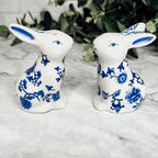 Hand Painted Blue Bunny Salt & Pepper Shakers