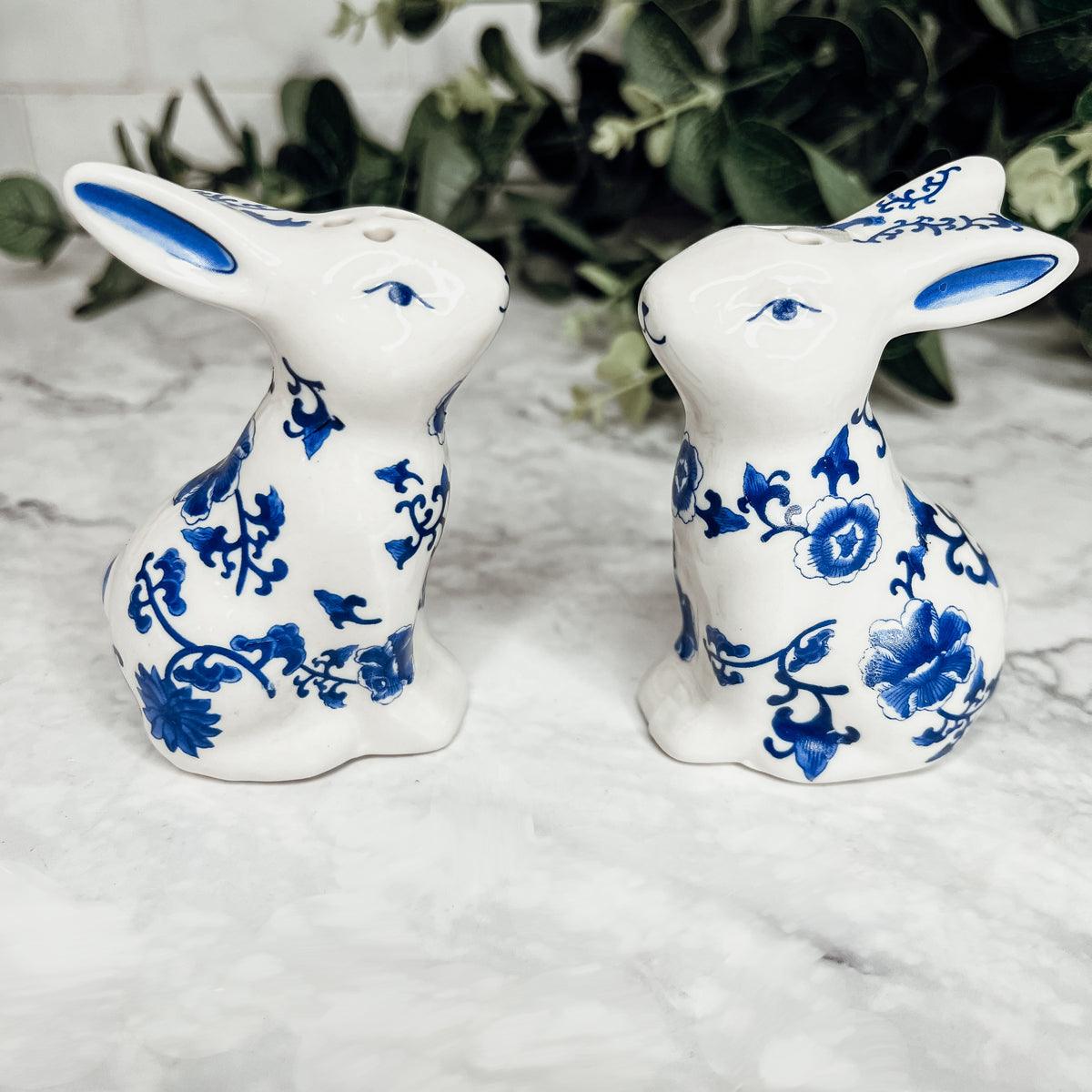 Hand Painted Blue Bunny Salt & Pepper Shakers