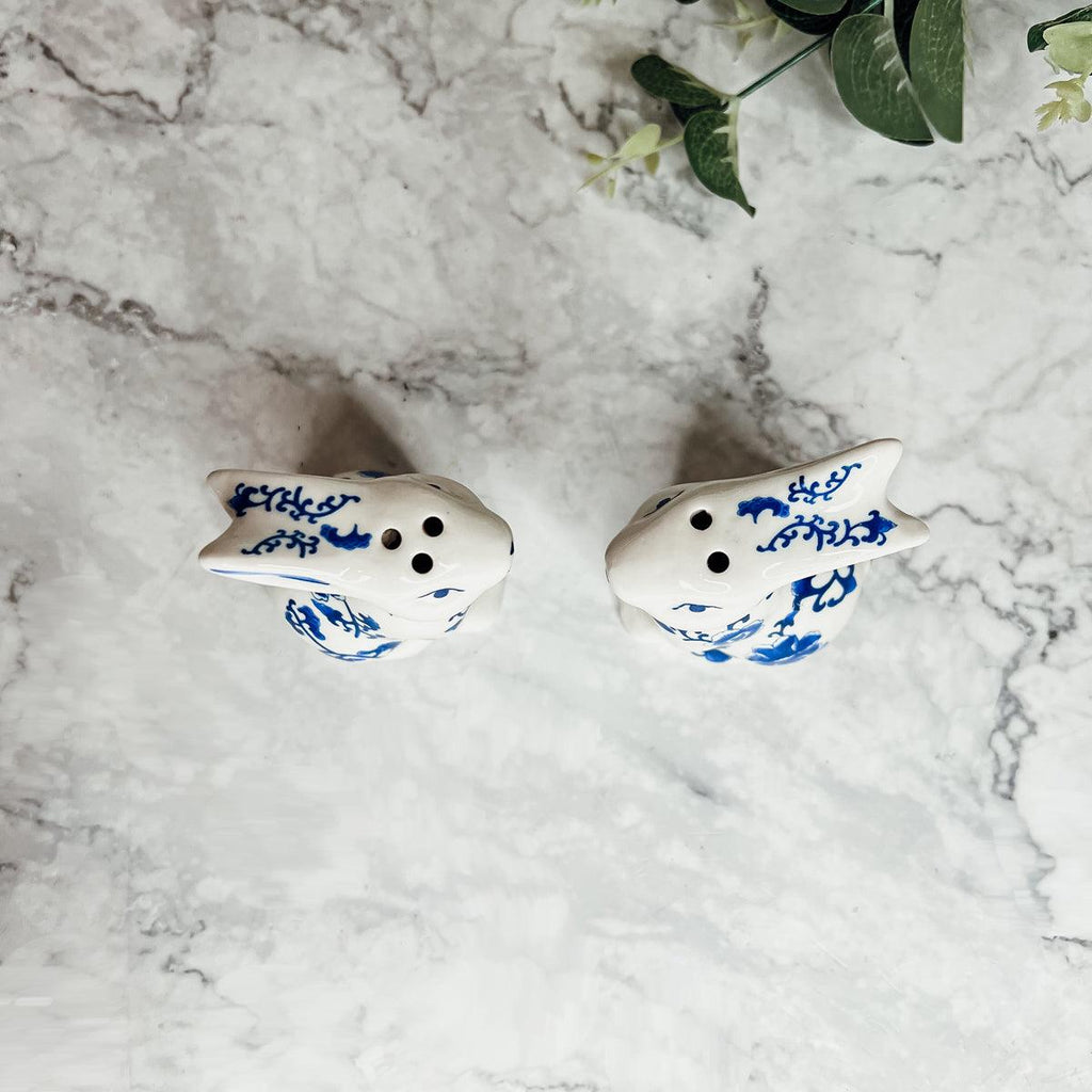 Hand Painted Blue Bunny Salt & Pepper Shakers