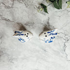 Hand Painted Blue Bunny Salt & Pepper Shakers