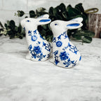 Hand Painted Blue Bunny Salt & Pepper Shakers