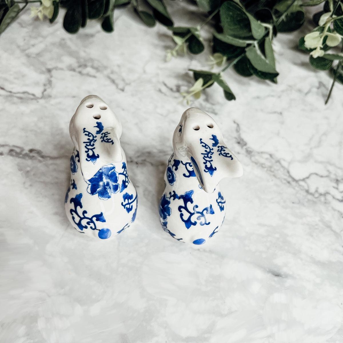 Hand Painted Blue Bunny Salt & Pepper Shakers