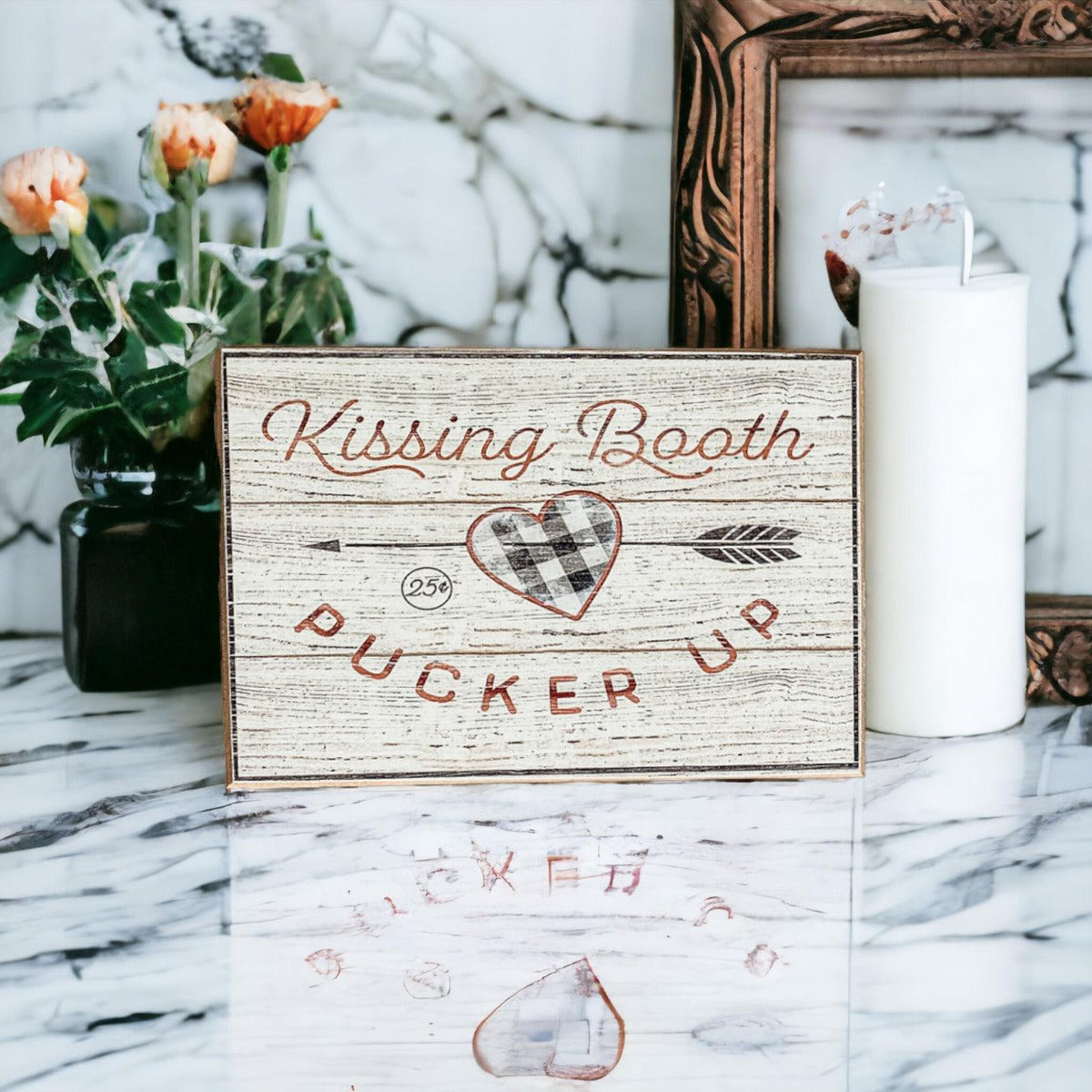 Handmade Wooden "Kissing Booth...Pucker Up" Sign