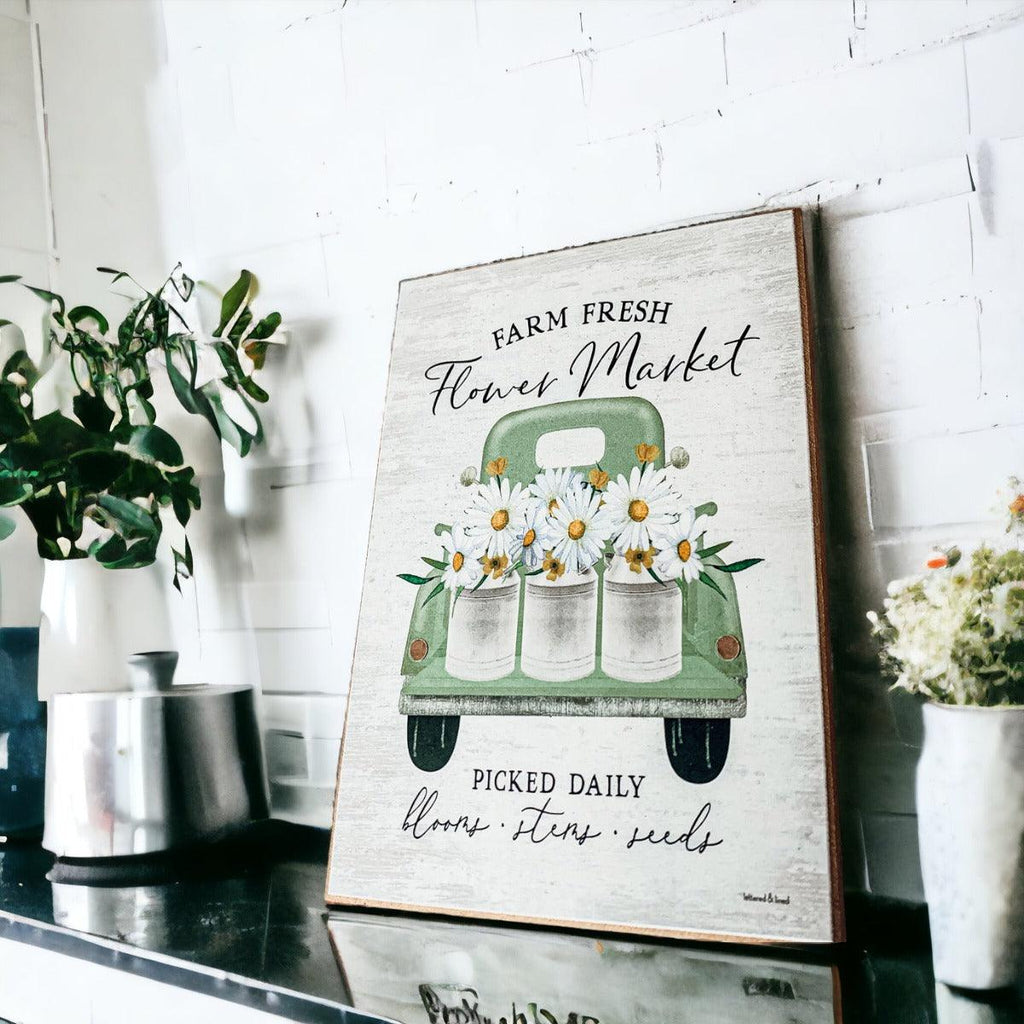 Wooden "Farm Fresh Flower Market - Picked Daily - Flowers - Stems - Seeds" Sign