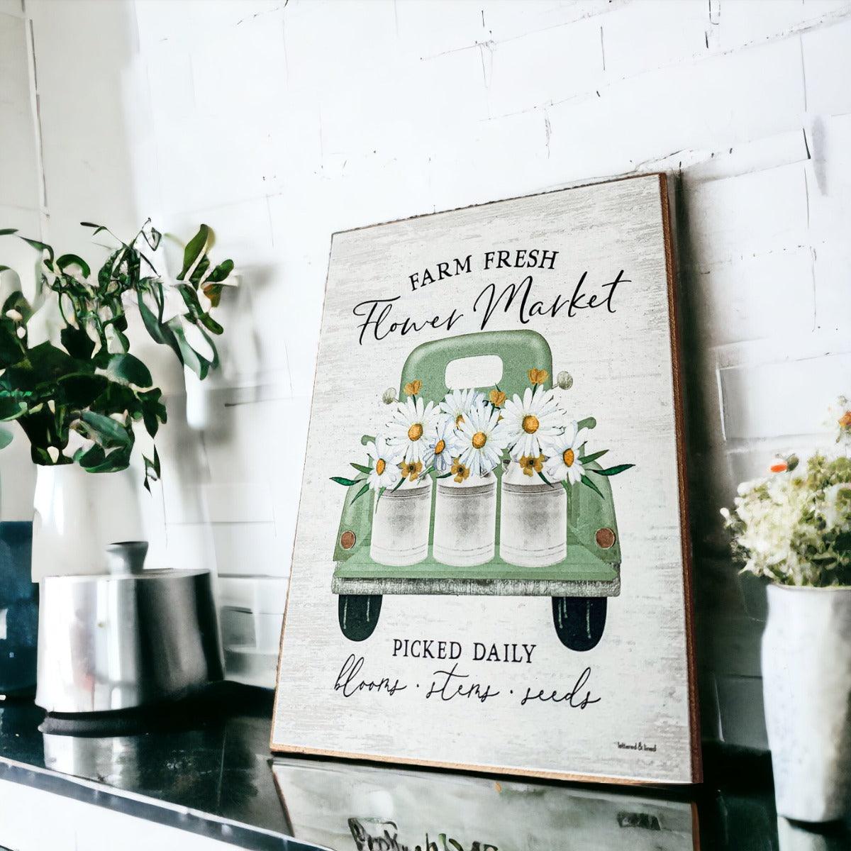 Wooden "Farm Fresh Flower Market - Picked Daily - Flowers - Stems - Seeds" Sign