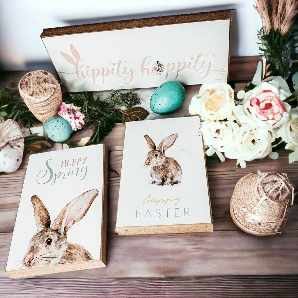 Wooden Hippity Hoppity Bunny Signs — Select Your Style