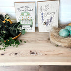 Wooden "Hello Spring" Block Sign